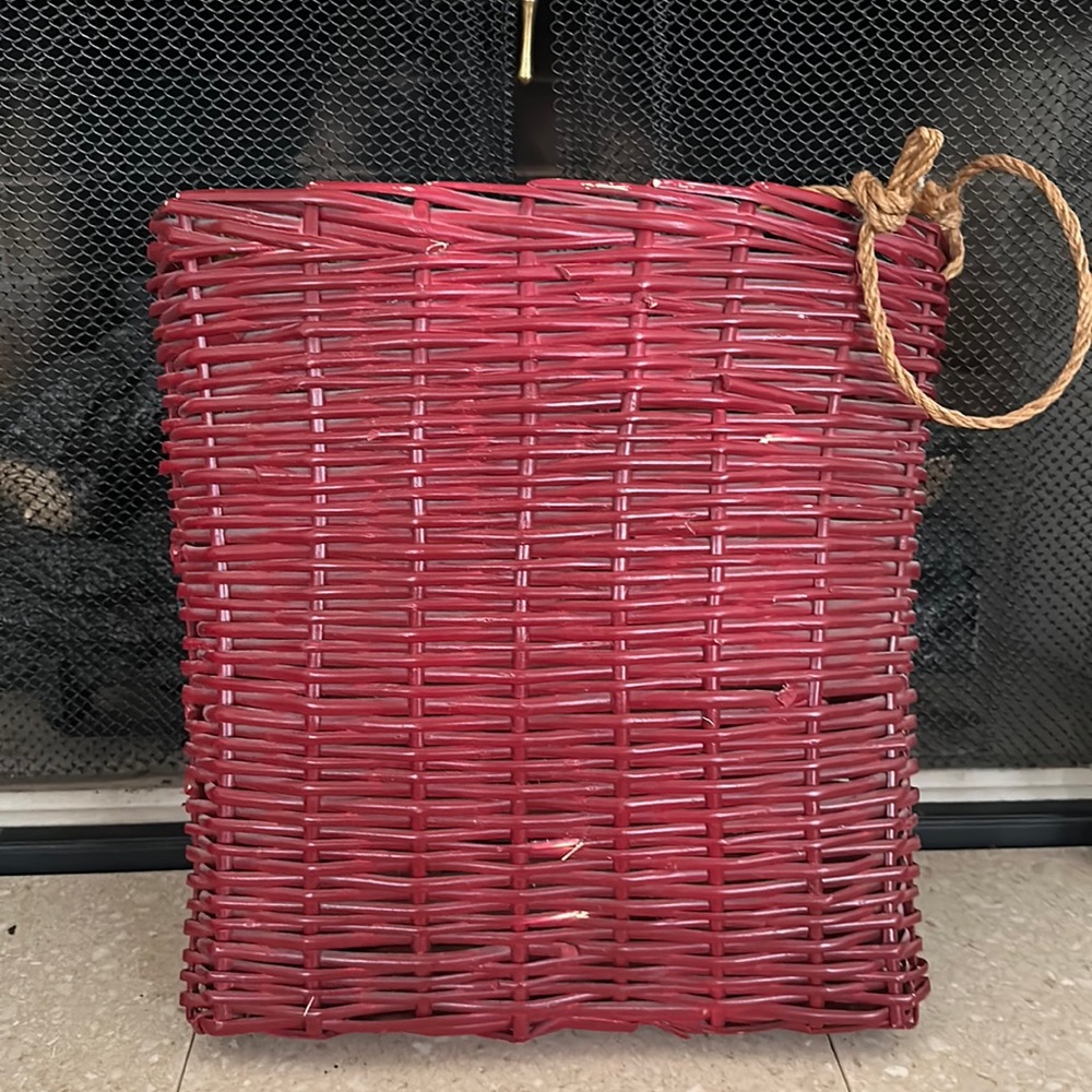 Red Wicker Basket with rope handle